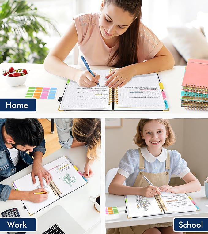5 Subject Dotted Notebook with Removable Dividers Tabs, 300 Pages Hardcover - Image 7
