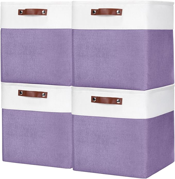 Bagnizer 13x13 Cube Storage Bins, Collapsible Fabric Storage Box, 4 Pack Closet by Bagnizer