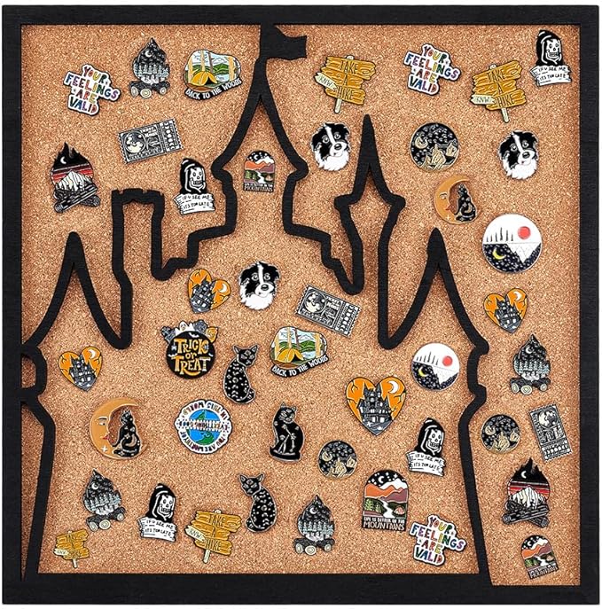 BENECREAT Square Castle Pin Board Cork Board, 11.8x11.8inch Bulletin Display by BENECREAT