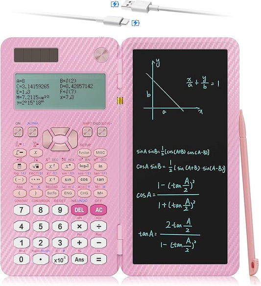 Scientific Calculators for College Students, IPepul Pink Desktop Math Solar Calculator with Notepad,991EX Type-C Rechargeable 552 Functions, School Supplies for Middle High School and Students(Pink)-DeskLoop Office