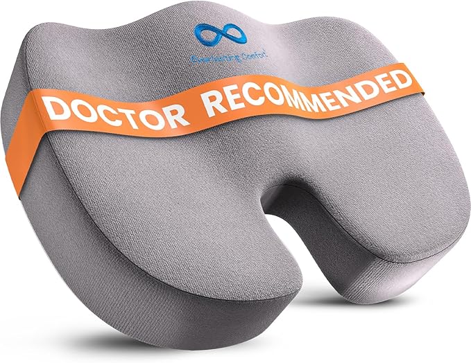 Everlasting Comfort Doctor Recommended Memory Foam Seat Cushion for Office Chairs & Car Seat - Ergonomic Office Desk Accessories for Tailbone Pain Relief, Sciatica & Back Support-DeskLoop Office