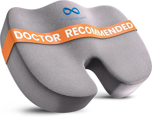 Everlasting Comfort Doctor Recommended Memory Foam Seat Cushion for Office Chairs & Car Seat - Ergonomic Office Desk Accessories for Tailbone Pain Relief, Sciatica & Back Support-DeskLoop Office