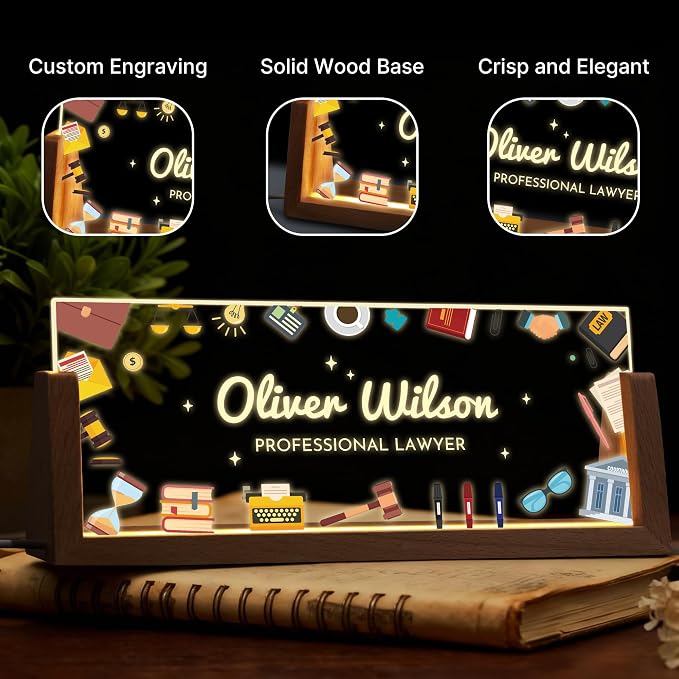 Custom Light Up Name Plate for Desk, Personalized LED Acrylic Name Sign - Image 3