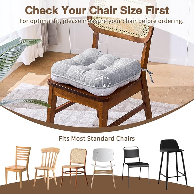 BETU Chair Cushions for Dining Chairs Set of 6, 3.5" Thick Kitchen Table Chair - Image 4