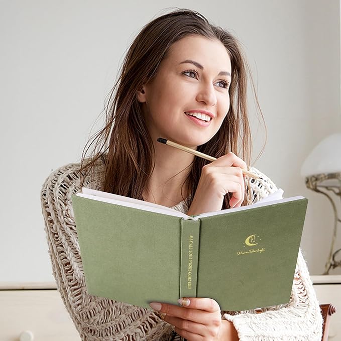 CAGIE Lined Journal Notebook for Women Men, A5 Hardcover Linen Journals For Writing 256 Pages, Aesthetic Womens Diary, Gifts 8.3'' x 5.7'' Olive-DeskLoop Office