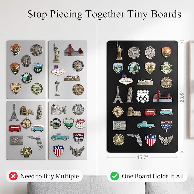 Magnetic Board for Wall 23.6" x 15.7" : Black Metal Display Board for Travel - Image 3