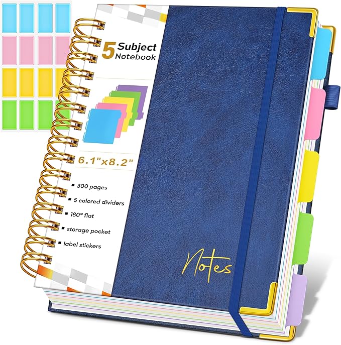 Spiral Notebook Journal with Removable Dividers Tabs, 300 Pages Hardcover by Unknown