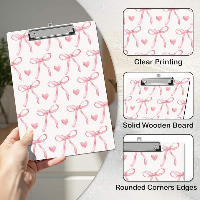 APIILVPQ Pink Clipboard，Bow Clipboards - Image 4