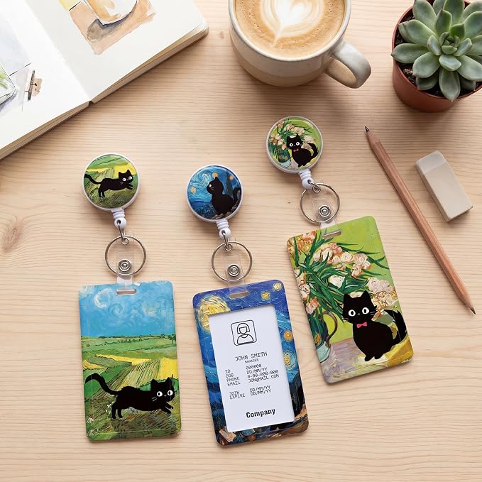 3 Set Cat Lover Badge Holder Retractable Reel ID Badge Holders - Image 6