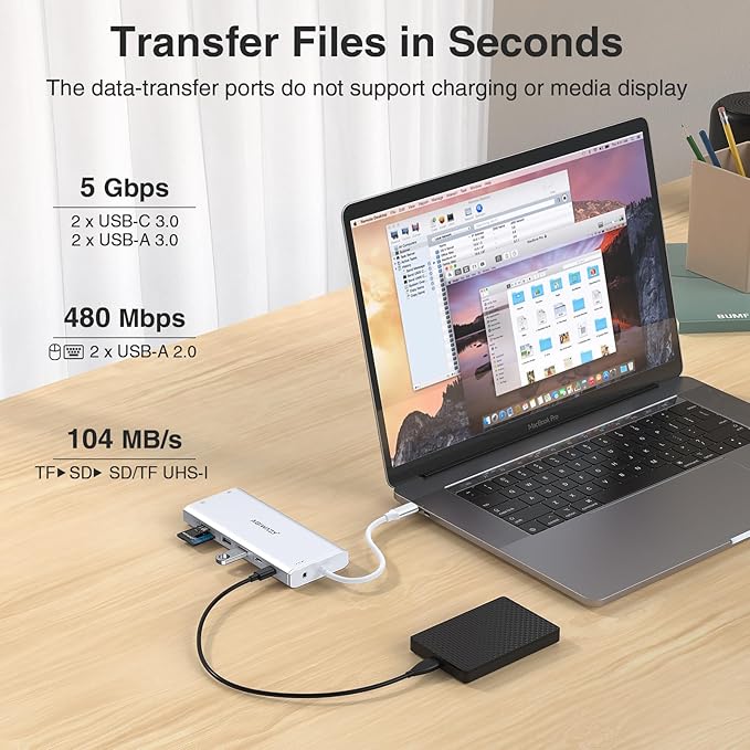 USB C Hub USB-C Docking Station Dual Monitor 14 in 1 Triple Display Multiport Adapter with 2 HDMI+DP+7 USB Type C/A Ports+Ethernet+Audio, USBC Dongle for Dell/HP/Lenovo ThinkPad/Surface(Sliver)-DeskLoop Office