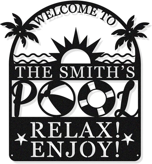 Personalized Pool Sign, Pool Gift, Custom Pool Decor, Custom Metal Pool Sign by HYTSIGN