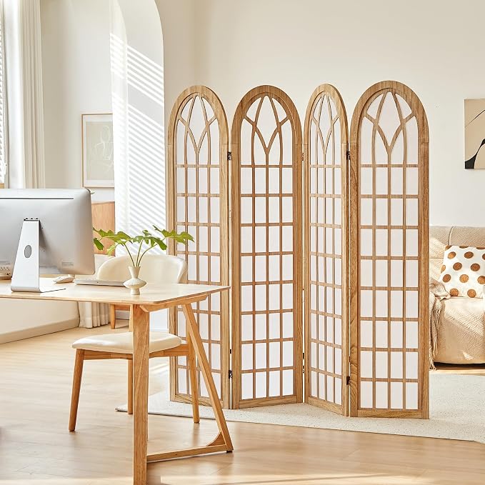 Asnefeli 4 Panel Japanese Room Divider, Shoji Style Partition Divider, Fully - Image 6