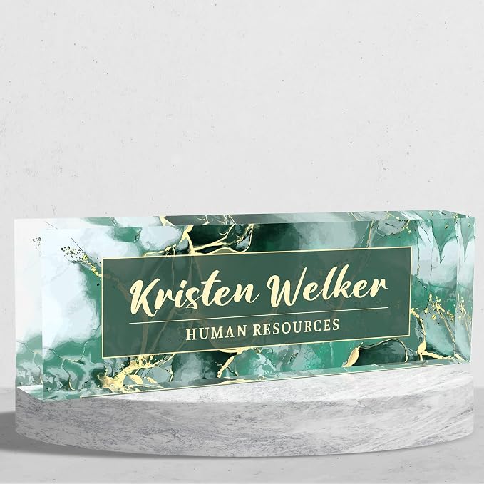 Personalized Name Plate for Desk Custom Acrylic Desk Name Plate Custom Employee by AZUFEMOS