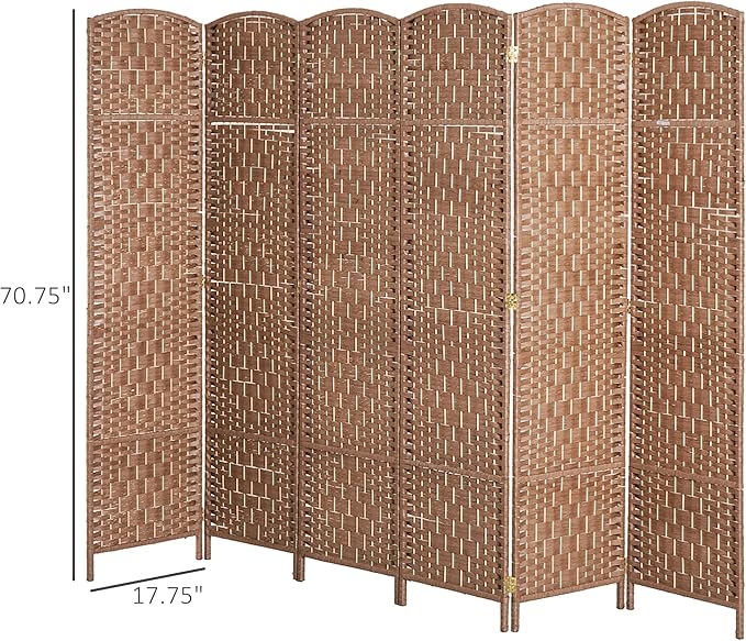 NicBex Room Divider 6 Panel Room Dividers with Woven Rattan Design Partition Room Dividers and Folding Privacy Screens 6 FT Wall Divider for Office,Room Separation,106.25"W x 0.75"D x 70.75"H, Natural-DeskLoop Office