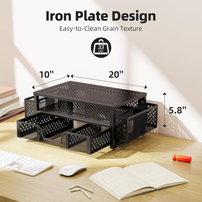Simple Trending Desk Organizer and Accessories, 2 Tier Computer Metal Monitor - Image 2