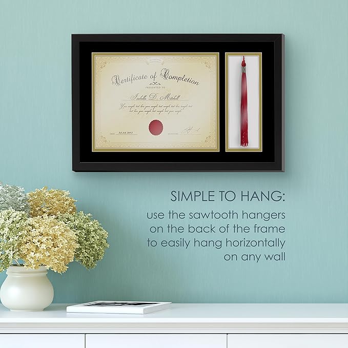MELANNCO Diploma Frame with Tassel Holder, Horizontal or Vertical Wall Mount - Image 6