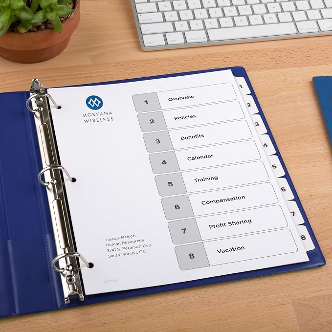 Avery 8 Tab Dividers for 3 Ring Binders, Customizable Table of Contents - Image 6
