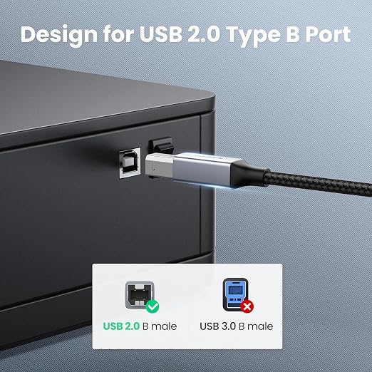 UGREEN USB B to USB C Printer Cable 3 FT, Nylon USB B to USBC Cable - Image 6
