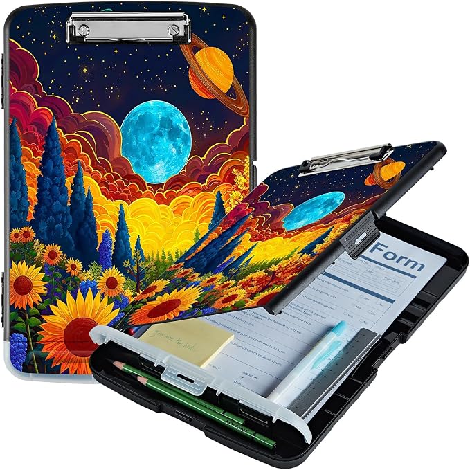 Sunflower Clouds Moon A4 Clipboard by Unknown