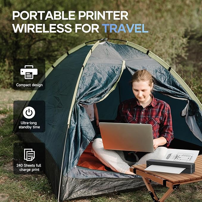 iDPRT Portable-Printer Wireless for Travel, 300DPI Inkless-Thermal-Small-Printer for Home Use, Office, Vehicles, Mobile Bluetooth Printers Supports 8.5" x 11" US Letter&A4&A5 Size, for Phone & PC-DeskLoop Office