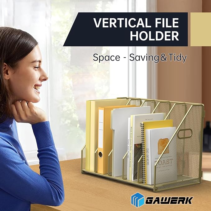 MINDEPOT Desk File Organizer Metal Desk Magazine Folder Holder - Image 4