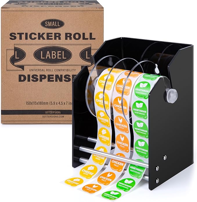 Roll Label Dispenser for Sticker Labels | Thick Durable Acrylic Sticker Roll by SutterSigns