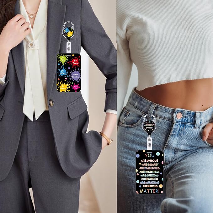 Cool Inspirational Quote ID Badge Holder Cute Retractable Badge Holder Reel Clip - Image 7