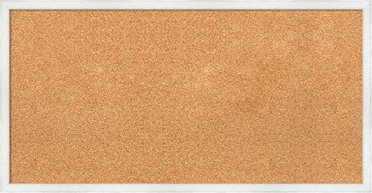 Amanti Art Natural Cork Board for Wall, 17x33 Vision Board with White Frame, Medium Corkboard Office Decor for Home Organization, Country Rustic Corkboard Pinboard to Display Items for Home-DeskLoop Office