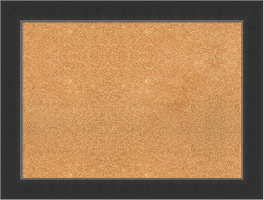 Amanti Art Natural Cork Board for Wall, 25x33 Vision Board with Black Wood Frame, Medium Corkboard Office Decor for Home Organization, Modern Contemporary Corkboard Pinboard to display items for home-DeskLoop Office