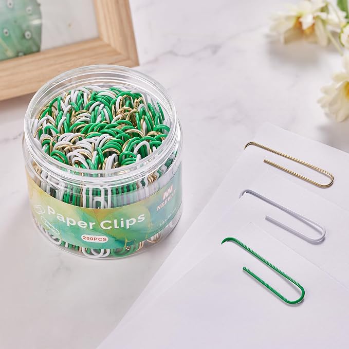 NEEWAY 200pcs Large Green Paper Clips, 2 Inch Jumbo Paper Clip, Ceative Colored - Image 5