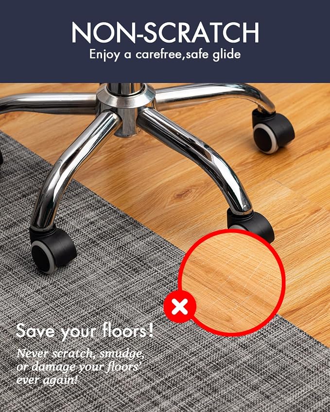 BARoyal Office Chair Mat for Hardwood Floor Under Desk Computer Rolling Chair - Image 2