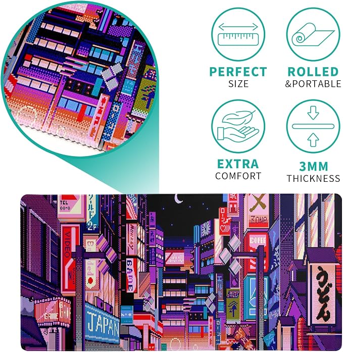 Dark Purple Japanese Gaming Mouse Pad Abstract Anime Mat 27.6x11.8 Inch Tokyo - Image 5