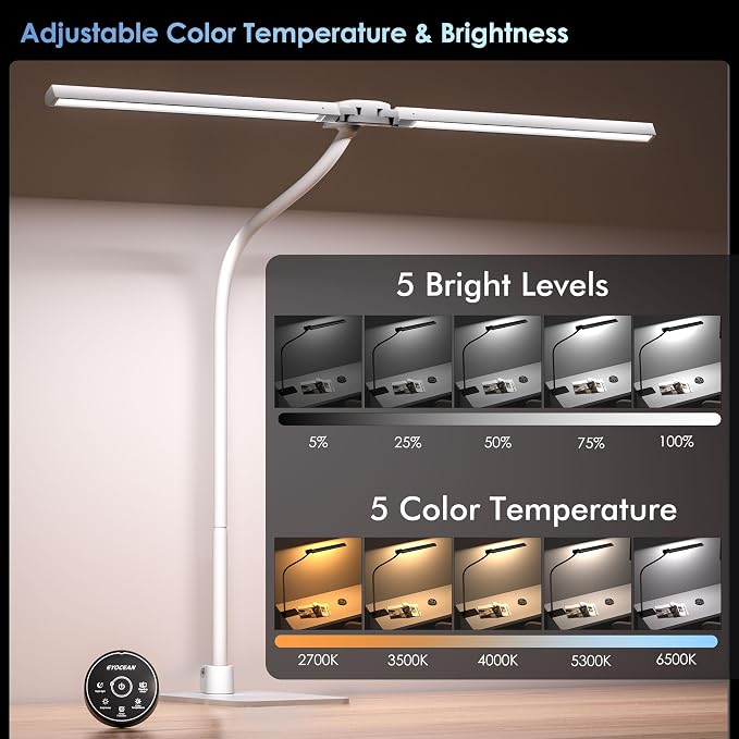 EYOCEAN Desk Lamp with Metal Base, 31.5" LED Office Lamp - Image 6