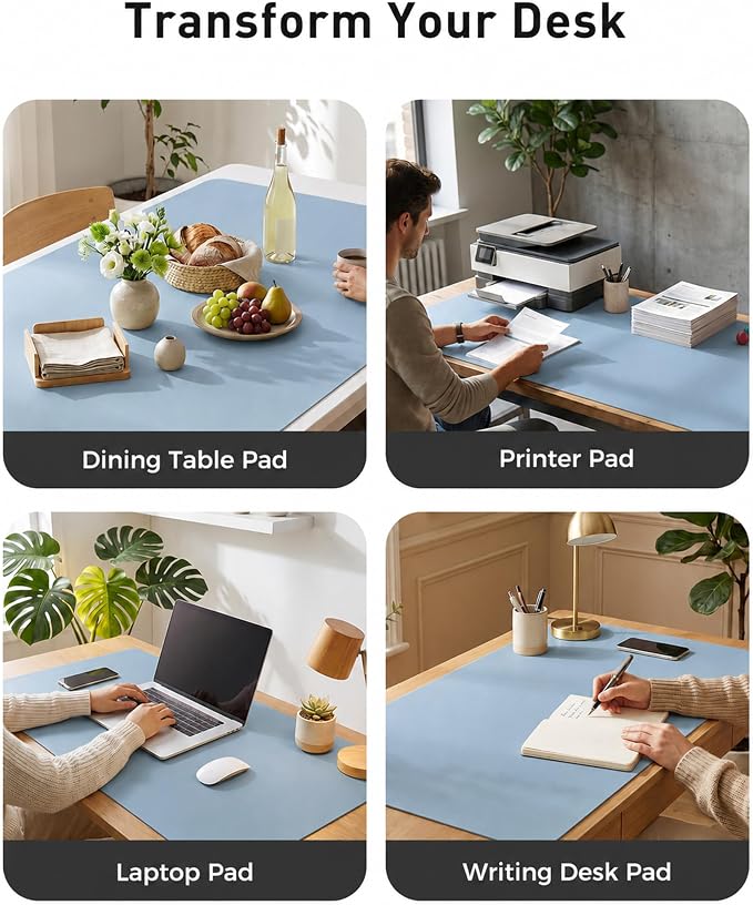Aothia Faux Leather Desk Mat for Keyboard & Mouse | Large desk mat for keyboard - Image 6
