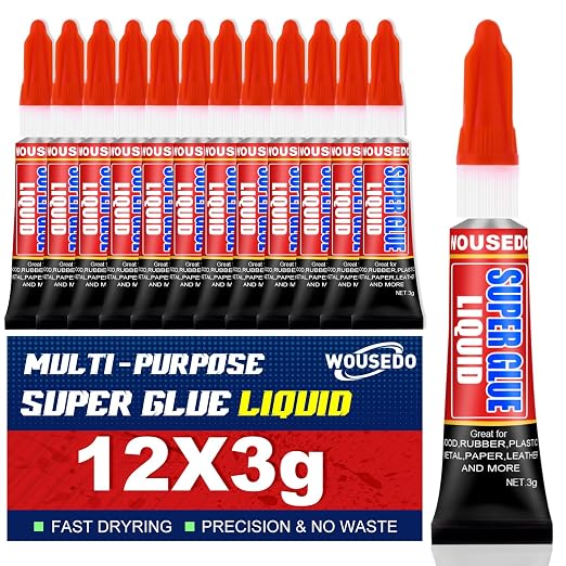 WOUSEDO 12 X 3g Super Glue Liquid, Fast Drying Cyanoacrylate Glue by Unknown