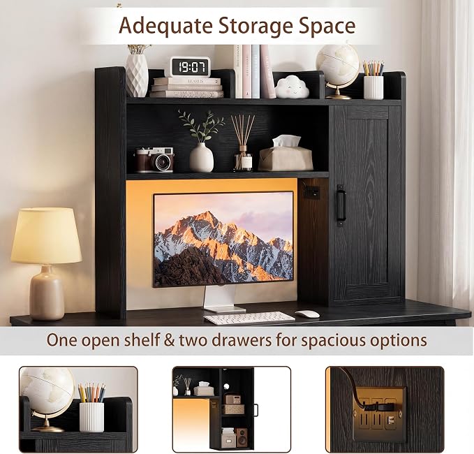 Desktop Storage Shelf, 37.4" Computer Desk Organizer 3-Tier Wood Desktop - Image 6