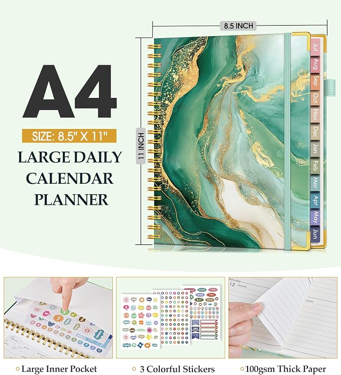 Academic Planner 2026-2027, Hardcover Leather Weekly and Monthly Calendar - Image 5