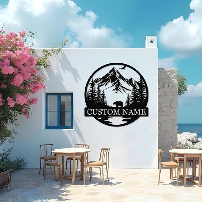 Dyoart Personalized Bear Metal Cabin Sign | Custom Signs Outdoor Metal | Cabin - Image 2