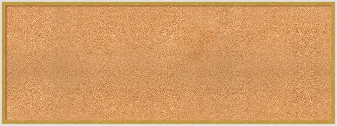 Amanti Art Natural Cork Board for Wall, 19x51 Vision Board with White Frame, Oversize Corkboard Office Decor for Home Organization, Modern Corkboard Pinboard to Display Items for Home Organization in-DeskLoop Office