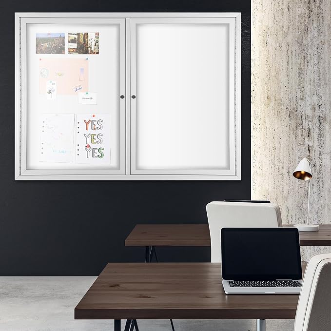 INNOVART Enclosed Bulletin Board 48”x36”, Lockable Dry Erase Noticeboard - Image 9