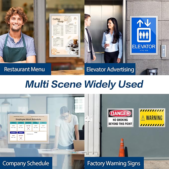 Acrylic Sign Holder 8.5" x 11" Wall Mount, Self Adhesive Magnetic Display Frame - Image 7