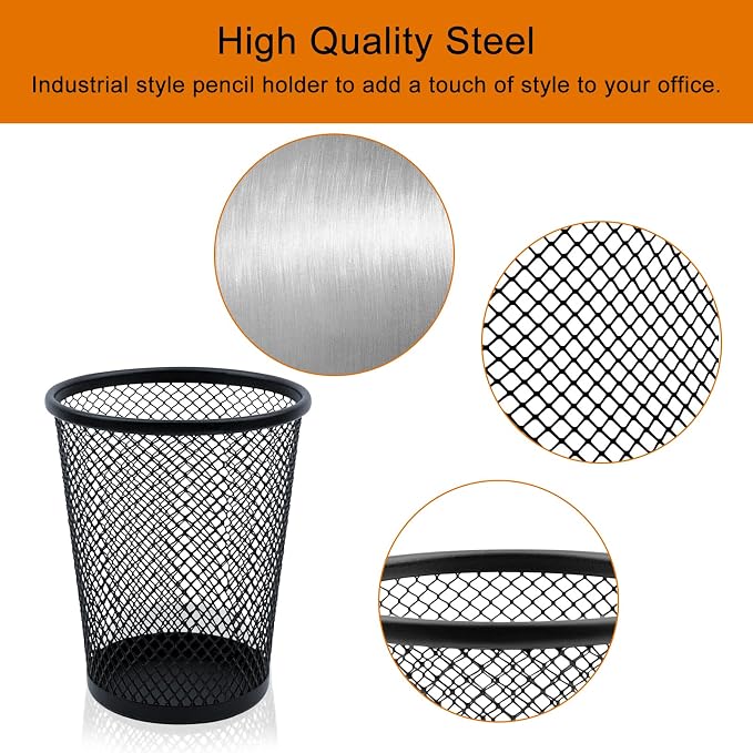 HSYMQ Desk Pencil Pen Holder, Wire Mesh Pen Cup Holder - Image 3