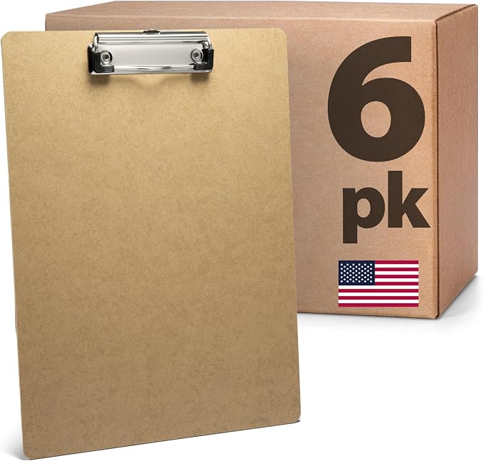 Officemate Recycled Wood Clipboards, Low Profile Clip, 6 Pack Clipboards by Officemate