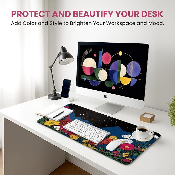 Aesthetic Desk Mat, Cute Girly Floral Desk Pad Protector - Image 6