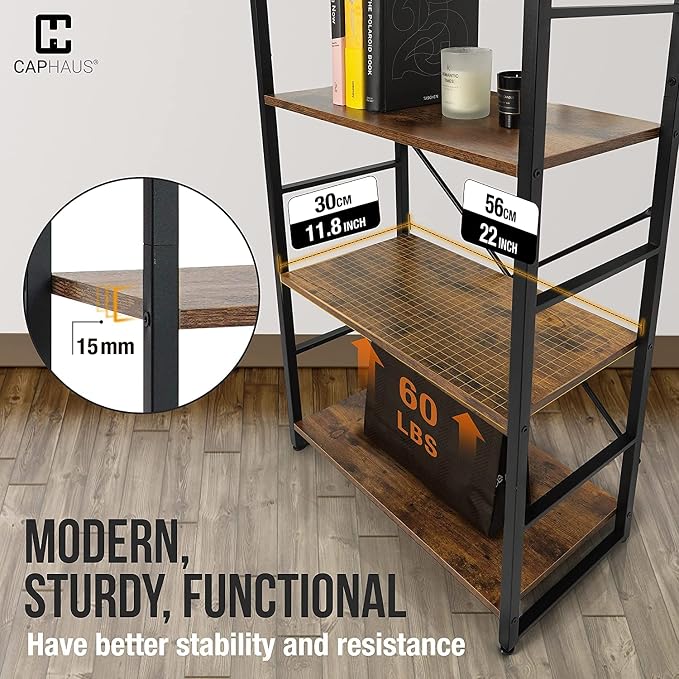 CAPHAUS 2 Tier Small Bookshelf, 24 Inch Width Free Standing Shelf, Bookcase - Image 6