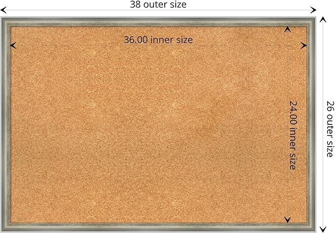 Amanti Art Natural Cork Board for Wall, 26x38 Vision Board with Silver Wood Frame, Large Corkboard Office Decor for Home Organization, Casual Corkboard Pinboard to display items for home organization-DeskLoop Office