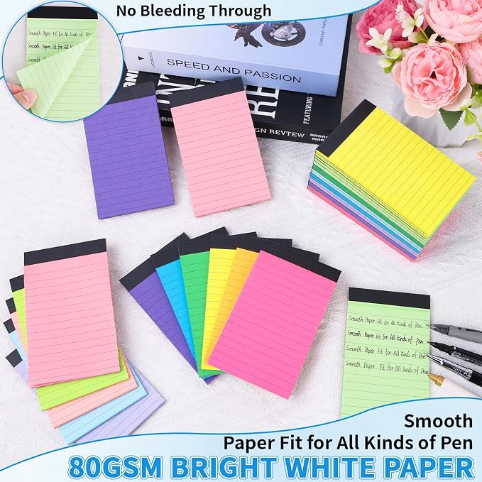 Oleitodh 48 Pack 3x5 Note Pads, 12 Colors Mini Memo Pad, 80GSM Lined Small - Image 4