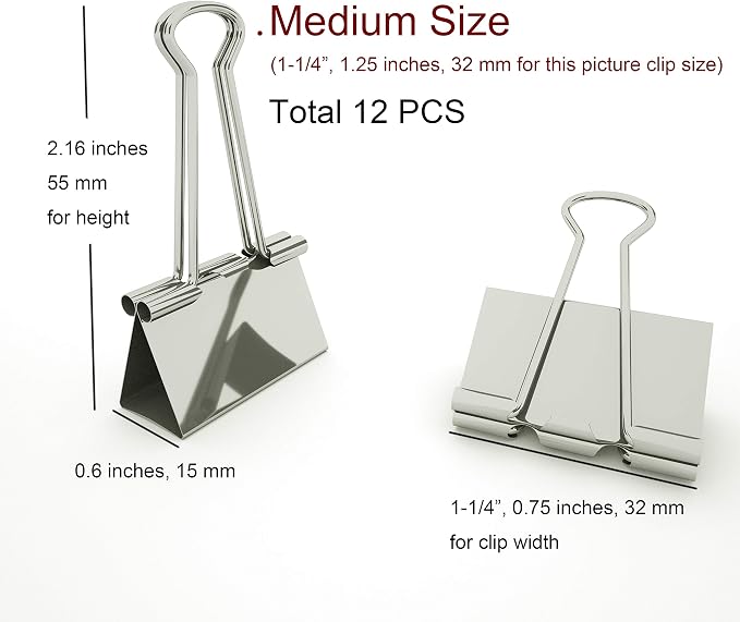 Nctinystore Binder Clips Medium Metal Clamp - Image 2
