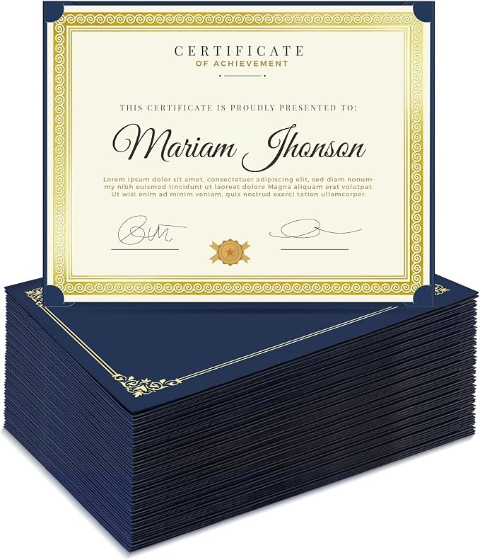 SUNEE Single Sided Certificate Holders, 50 Packs Blue Diploma Holders, by SUNEE