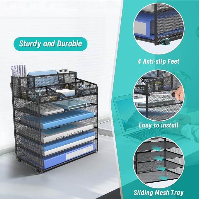 6 Tier Mesh Desk Organizer - Image 4